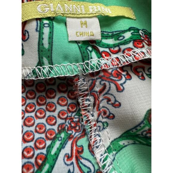 Gianni Bini Women's Medium Green Red White Geometric Paisley Print Flowy Pants - Picture 16 of 16